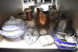 A selection of antique ceramic including four Vienna coasters, two Rouen Faience dishes with a