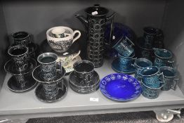 A mid century Portmeirion part coffee service with two large mugs