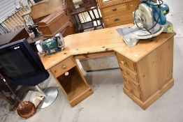 A modern pine work desk , would also be suitable as a dressing table