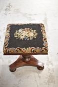 A William IV mahogany stool having woolwork seat