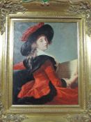 Vigee Lebrun, (19th century), after,a 20th century re-print, textured, portrait, De La barqnne