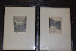 (20th century), a pair of pencil sketches, coastal landscapes, 14 x 10cm, mounted framed and glazed,