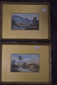 C H Marchant, (20th century), a pair of watercolours, country landscapes, signed, 12 x 18cm, gilt