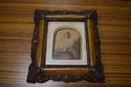 George Baxter, (1804-1867), after, a print, portrait, 10 x 9cm, ornate framed, 23 x 20cm, (19th