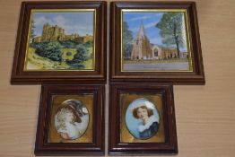 (20th century), a pair of prints, oval, convex, miniature portraits, after Gainsborough, 12 x