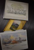 D Leader, (20th century), a gouache painting, moorland, gilt effect framed and glazed, 18 x 9cm, (