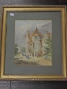 N (20th century), a watercolour, Continental townscape, initialled and dated June 4th (18)64, 29 x