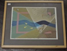 Milo Barlow, (contemporary), a multi media print, stylised, Lune, attributed verso, and dated