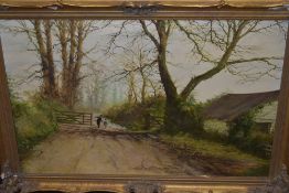 Crane,(20th century), an oil painting, signed, 49 x 74cm, gilt plaster framed, 62 x 87cm