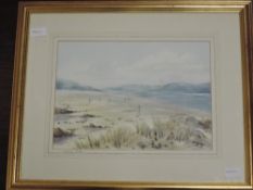 Allan Thomas, (contemporary), a watercolour, Solway Firth, signed, 25 x 35cm, mounted framed and