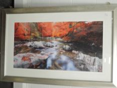 James Bell, (contemporary), after, a print, Autumn River Ramble, attributed verso, 43 x 83cm,