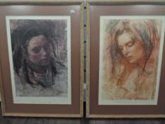 Picto, (contemporary), a pair of prints, portraits, 54 x 37cm, mounted framed and glazed, 73 x 54cm
