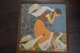 (20th century), a print, goosie gander, 47 x 44cm, oak framed and glazed, 51 x 49cm,