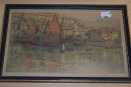 Henry G Walker, (20th century), an etching, harbour scenes, 17 x 27cm, framed and glazed, 20 x 30cm