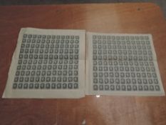Two 1915 12 x 10 Sheets of New Zealand 1 1/2d grey/black Stamps sg431, some stamps on one sheet