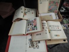 Two large Imperial Postage Stamp Albums some early Stamps seen but sparse and a box of Kiloware, two