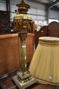 A large 19th Century brass and onyx oil table lamp, with electric conversion