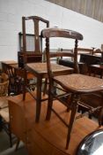 Two cane seated bedroom chairs, Edwardian and Victorian