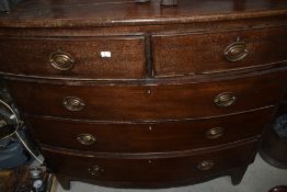 A 19th Century mahogany bow fronted chest of two over three drawers (af)