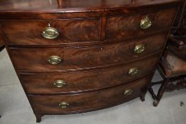A 19th Century mahogany bow fronted chest of two over three drawers
