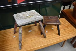 Two traditional rustic stools