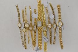 Ten ladies watches having gold tone straps, including Sekonda.
