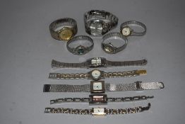 10 wrist watches all in silver tones.