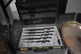 A cased set of Bachmayr chefs kitchen knives