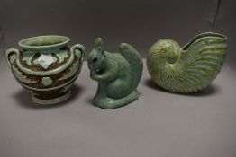 Three pieces of Art Deco ceramics including Shorter and sons and Burleigh ware