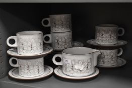A set of mid century Hornsea Pottery Charisma pattern tea cups and saucers