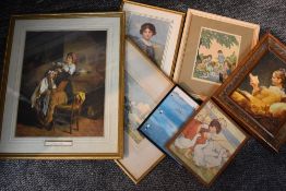 (20th century), a print, The Birthday Cake, 21 x 15cm, later mounted framed and glazed, 36 x 29cm,