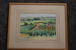 Tom Dearden, (1942-2020), a watercolour, Travels 4, signed and dated 1990 and attributed verso, 20 x