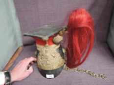 A 12th Prince of Wales Royal Lancers Helmet with two scrolls on helmet plate, South Africa 1851-2-