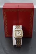 A Cartier Panthere quartz wrist watch, circa 1990's, model 187957, no:06134 having Roman numeral