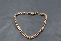 A 9ct rose gold figaro link bracelet, approx 4.8g