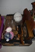 Mixed selection of items including cut glass bowls, wildlife pictures and leather satchel etc.