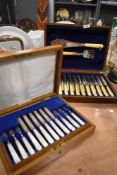 A fine cake cutlery set for 12 by Wilson & Gill Goldsmiths having mother of pearl handles with HM