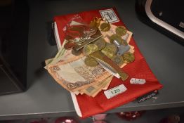 A selection of European collectable coins and currency including paper money