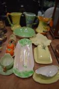Three Art Deco Burleigh ware animal form water jugs with similar Art Deco table wares