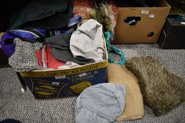 A selection of vintage mixed hats and fancy dress costume accessories