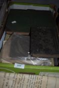 A selection of vintage text and reference books including Bentleys Complete Phrase Code
