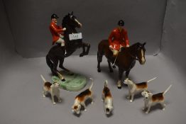 Seven Beswick studies, Huntsman, style two, brown 1501, Rearing Huntsman, style two, brown 868,