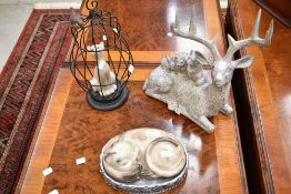 Three modern decorative ornaments including woodland friends style