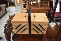 A traditional cantilever sewing box