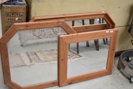Three modern pine wall mirrors
