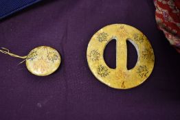 A miscellany of items to include vintage head scarf and costume jewellery, Buckle and 1940s navy