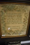 A fine needlework sampler of local interest, By Isabella Robinson, aged 12, Kendal, September 1828.