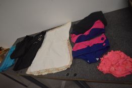 A mixed lot of vintage items to include Art Deco slip with lovely colourful stitched detailing (