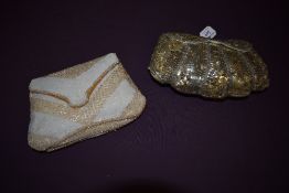 Two Art Deco evening bags, one having beading and sequin detailing and the other with alternating