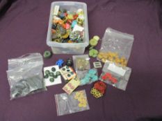 A box full of vintage buttons and toggles, including lovely little red Scottie dog buttons.